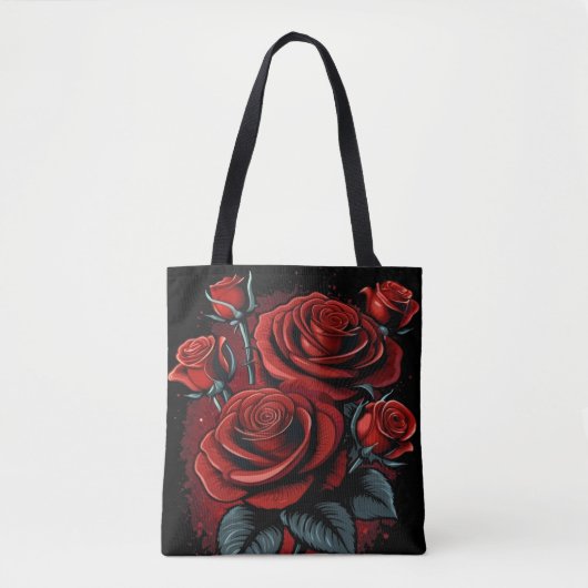 Prachtig en prachtig rood roos bloemenontwerp tote bag (Voorkant)