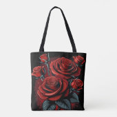 Prachtig en prachtig rood roos bloemenontwerp tote bag (Achterkant)