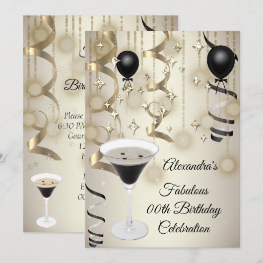 Prachtig Espresso Martini Cocktail Feest Save The Date (Voorkant / Achterkant)