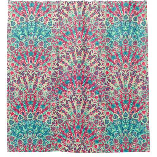 Prachtig etnisch patroon douchegordijn (Voorkant)