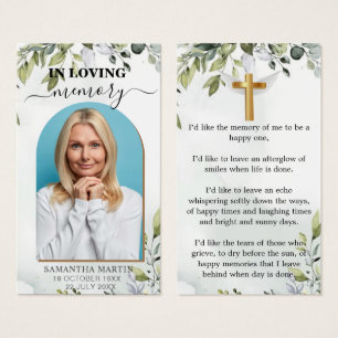 Prachtig Eucalyptus Memorial Funeral Bladwijzer Visitekaartje