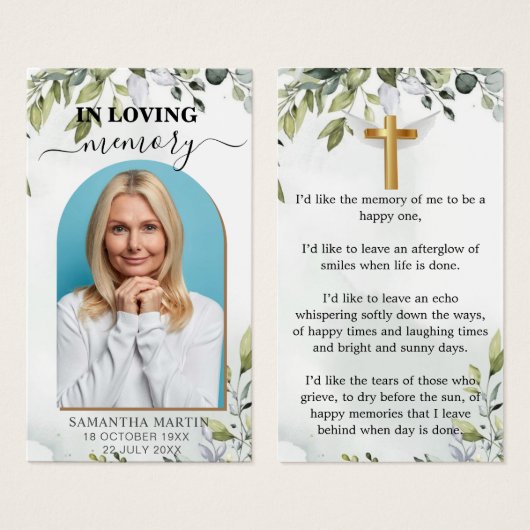 Prachtig Eucalyptus Memorial Funeral Bladwijzer Visitekaartje (Voorkant /achterkant)