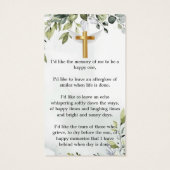 Prachtig Eucalyptus Memorial Funeral Bladwijzer Visitekaartje (Achterkant)