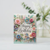 Prachtig Floral Birthday briefkaart (Staand voorkant)