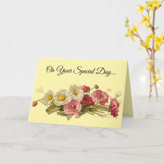 Prachtig Floral Birthday Wenskaart Kaart (Gele Bloem)