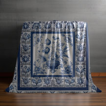 Prachtig floral Blauw toile de jouy monogram