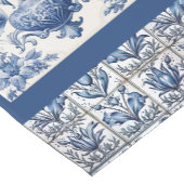 Prachtig floral Blauw toile de jouy monogram Korte Tafelloper (Hoek)