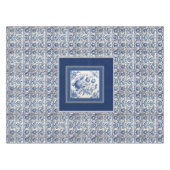 Prachtig floral Blauw toile de jouy monogram Tafelkleed (Voorkant (Horizontaal))