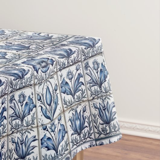 Prachtig floral Blauw toile de jouy monogram Tafelkleed (Voorbeeld)