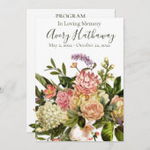 Prachtig Floral Funeral Memorial Programme Kaart (Voorkant / Achterkant)