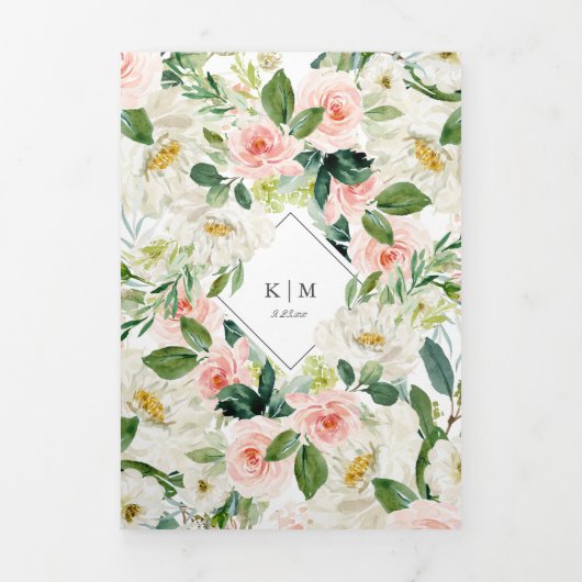 Prachtig Floral Lijst All-in-One bruiloft Drieluik Uitnodiging (Cover)