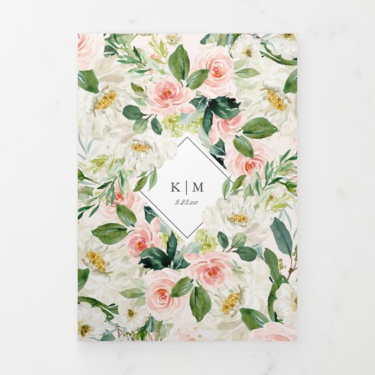 Prachtig Floral Lijst All-in-One bruiloft Drieluik Uitnodiging (Cover)