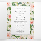 Prachtig Floral Lijst All-in-One bruiloft Drieluik Uitnodiging (Binnenkant midden)