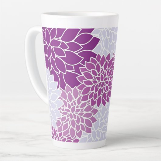 Prachtig Floral Paars en wit design Latte Mok (Linkerhoek)