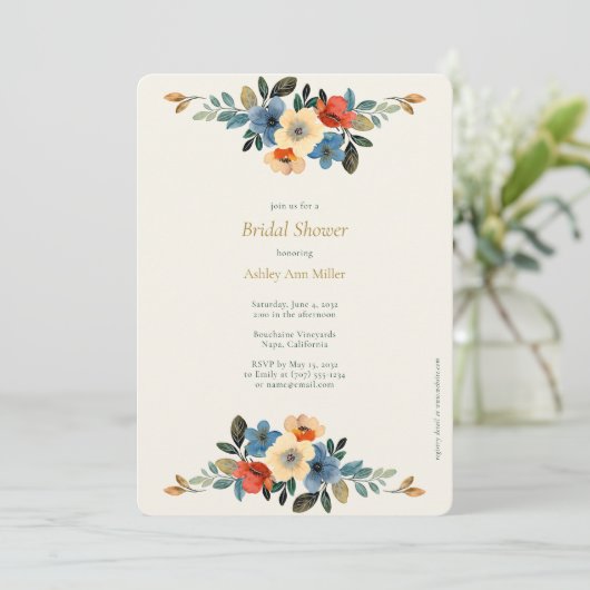 Prachtig Floral Waterverf Ivoor Vrijgezellenfeest Kaart (Staand voorkant)