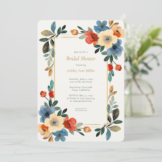 Prachtig Floral Waterverf Vrijgezellenfeest Kaart (Staand voorkant)