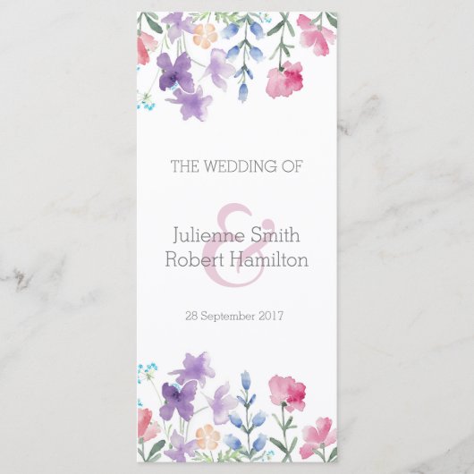 Prachtig Floral Wedding Ceremony programma Programmakaart (Voorkant)