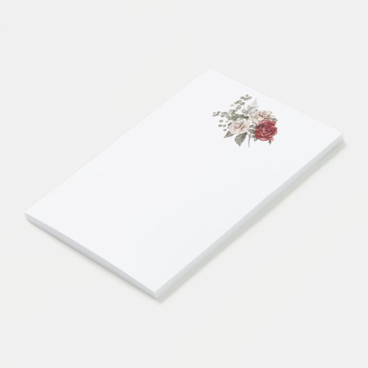 Prachtig gebroken wit & rode rozen bloemboeket post-it® notes (Schuin)