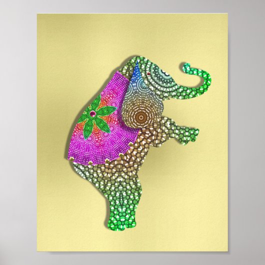 Prachtig gedeorst Indiaas olifant Afbeelding Poster (Voorkant)