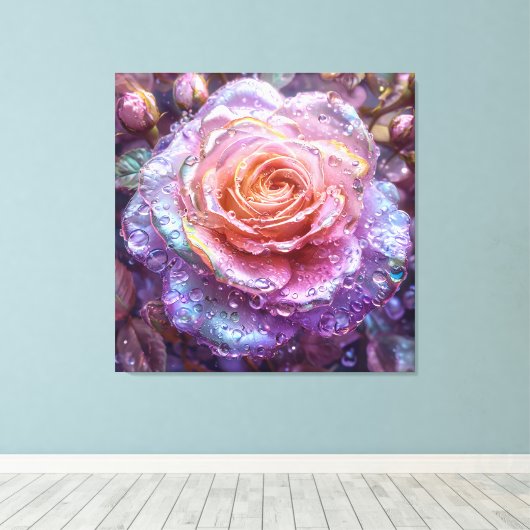 Prachtig gedetailleerd roos canvas afdruk (Insitu (Houten vloer))