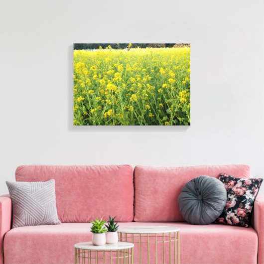 Prachtig geel bloemendoek canvas afdruk (Insitu (Woonkamer))