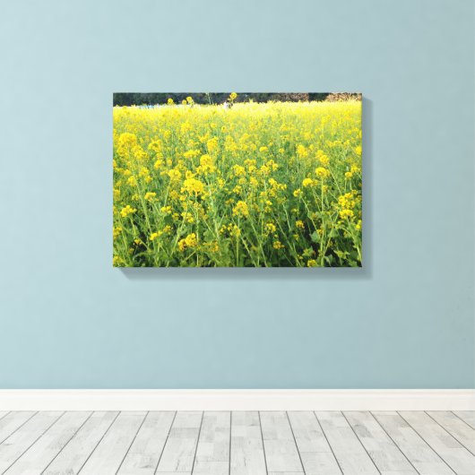 Prachtig geel bloemendoek canvas afdruk (Insitu (Houten vloer))
