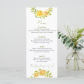 Prachtig Geel Bloemenu Menu (Staand voorkant)
