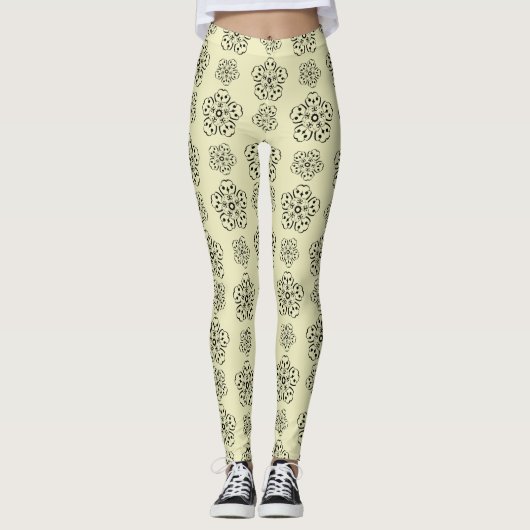Prachtig geel en zwart Mandela patroon Leggings (Voorkant)