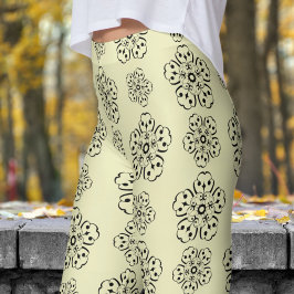 Prachtig geel en zwart Mandela patroon Leggings