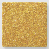 Prachtig geel glitterpatroon stenen onderzetter (Voorkant)