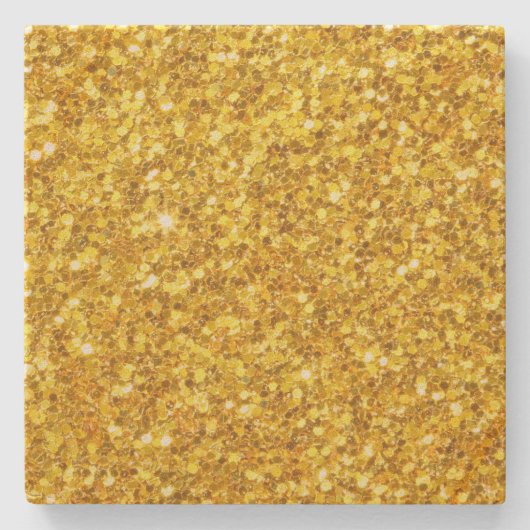 Prachtig geel glitterpatroon stenen onderzetter (Voorkant)
