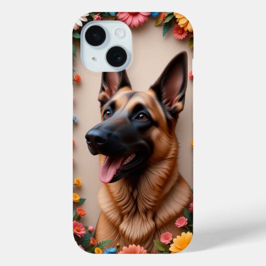 Prachtig geïllustreerde Duitse herdershond Case-Mate iPhone Case (Achterkant)