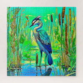 Prachtig geïllustreerde reiger legpuzzel