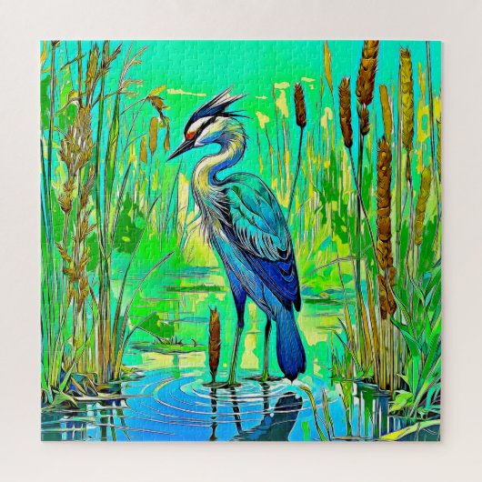 Prachtig geïllustreerde reiger legpuzzel (Verticaal)