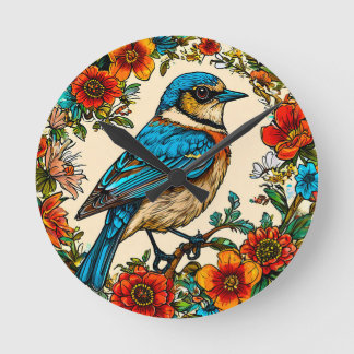Prachtig geïllustreerde vogel ronde klok