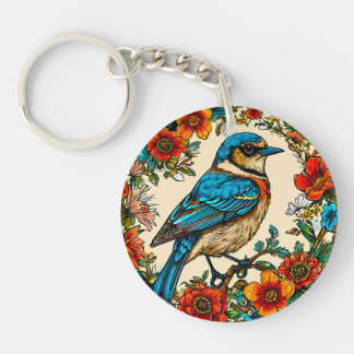 Prachtig geïllustreerde vogel sleutelhanger