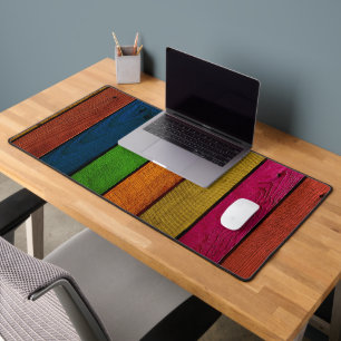 Prachtig gekleurde houten planken bureaumat