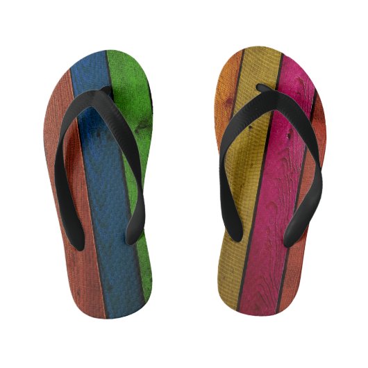 Prachtig gekleurde houten planken kinder teenslippers (Voetbed)