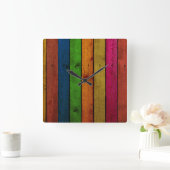 Prachtig gekleurde houten planken vierkante klok (Huis)