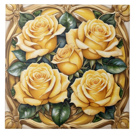 Prachtig gele roos Collectie Tegeltje (Voorkant)