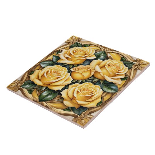 Prachtig gele roos Collectie Tegeltje (Zijkant)