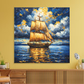 Prachtig gerenderd zeilschip canvas afdruk (Insitu (Woonkamer))