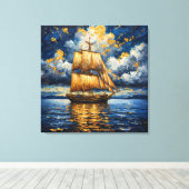 Prachtig gerenderd zeilschip canvas afdruk (Insitu (Houten vloer))