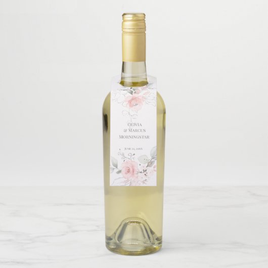 Prachtig geschilderde blush roze rozen flessenhanger (Op fles)