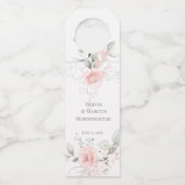 Prachtig geschilderde blush roze rozen flessenhanger (Voorkant)