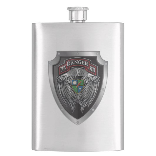 Prachtig gevleugelde 75e Ranger Regiment Scroll Flacon (Voorkant)