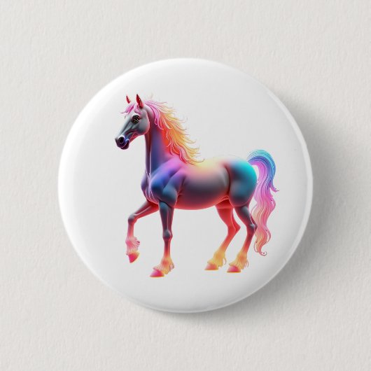 Prachtig glanzend paard ronde button 5,7 cm (Voorkant)