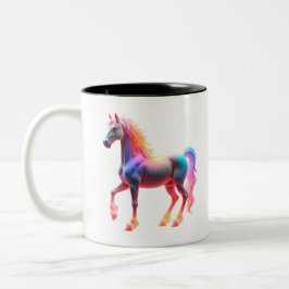 Prachtig glanzend paard tweekleurige koffiemok