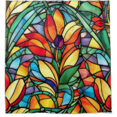 Prachtig Glas in lood Abstracte bloembloem Douchegordijn (Voorkant)