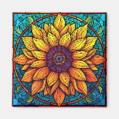 Prachtig Glas in lood Bloemen Zonnebloem Magneet (Voorkant)